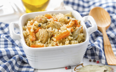 Плов с курицей в утятнице