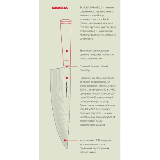 Нож кухонный универсальный Samura Damascus, 125 мм. (SD-0021) Нож кухонный универсальный Samura Damascus, 125 мм. (SD-0021)