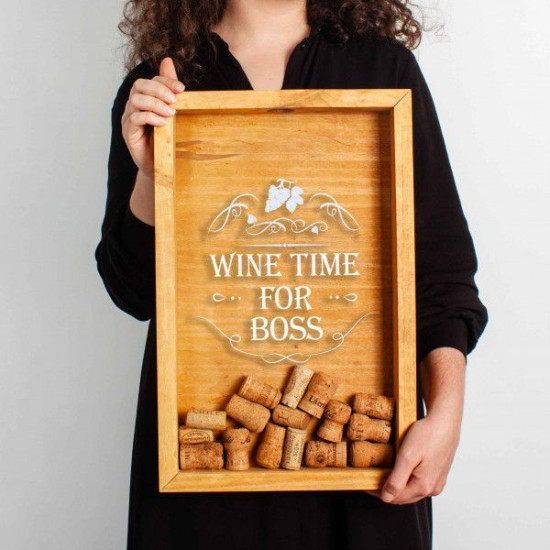Копилка для винных пробок Бери-Дари "Wine time for boss", дерево