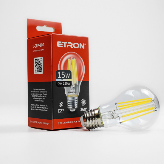 Лампа Эдисона LED ETRON, E27, 4200K, 15W (1-EFP-104)