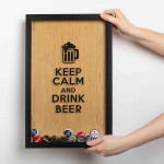 Копилка для пивных крышек Бери-Дари "Keep calm and drink beer", черная/дерево