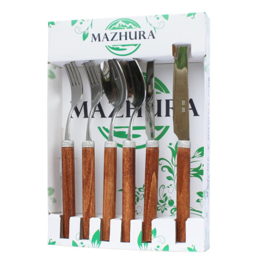 Набор MAZHURA WOOD WALNUT, 6 приборов, 2 персоны Набор MAZHURA WOOD WALNUT, 6 приборов, 2 персоны