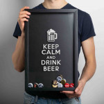 Копилка для пивных крышек Бери-Дари "Keep calm and drink beer", черная/черная