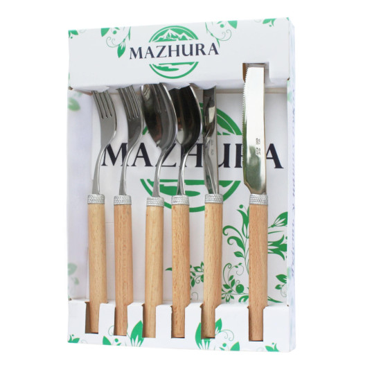 Столовый набор MAZHURA BEECH WOOD, 6 приборов, 2 персоны Столовый набор MAZHURA BEECH WOOD, 6 приборов, 2 персоны