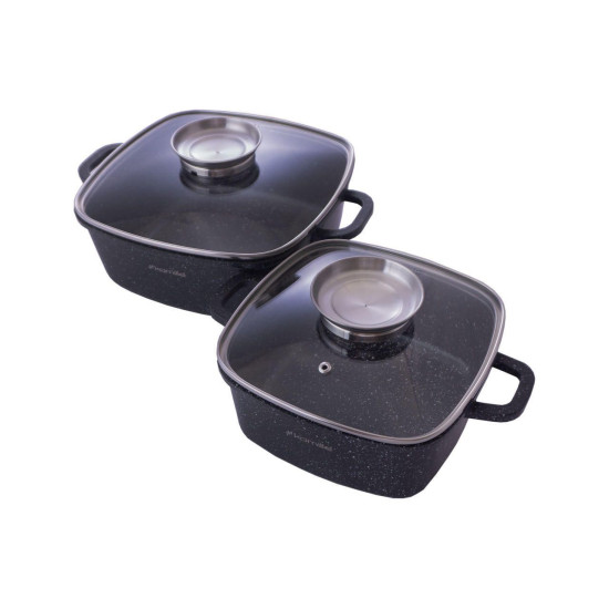 Набор посуды антипригарный Kamille Black Marble, 6 предметов (4434)