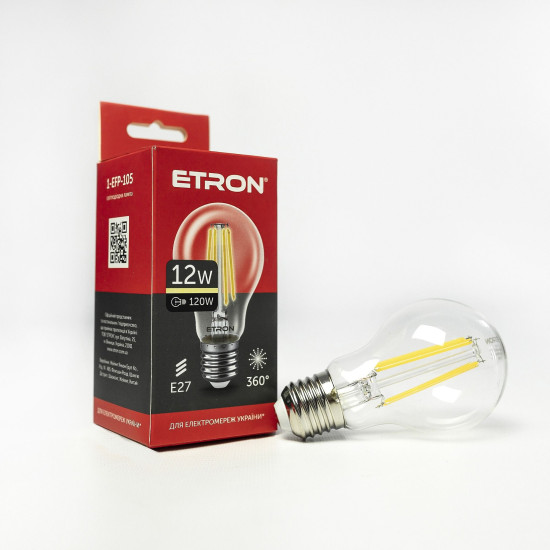 Лампа Эдисона LED ETRON, E27, 3000K, 12W (1-EFP-105)