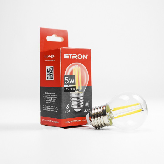 Лампа Эдисона LED ETRON, E27, 4200K, 5W (1-EFP-154)