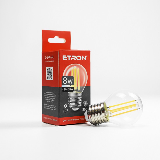 Лампа Эдисона LED ETRON, E27, 3000K, 8W (1-EFP-141)