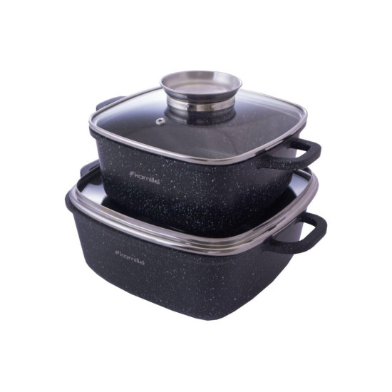 Набор посуды антипригарный Kamille Black Marble, 6 предметов (4434)