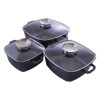 Набор посуды антипригарный Kamille Black Marble, 8 предметов (4435)
